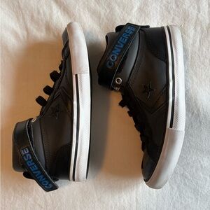 Converse Kids Black High-Top Sneakers with Blue Logo